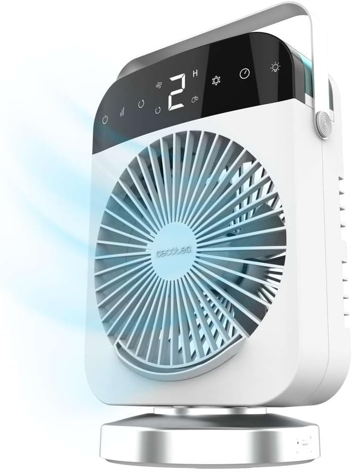  Cecotec Climatiseur Portatif EnergySilence 500 DeskChill Smart, Capacité De 500 Ml, Contrôle Tactile, 3 Vitesses, Minuterie Jusqu'à 8h Et AutoOff, Éclairage LED