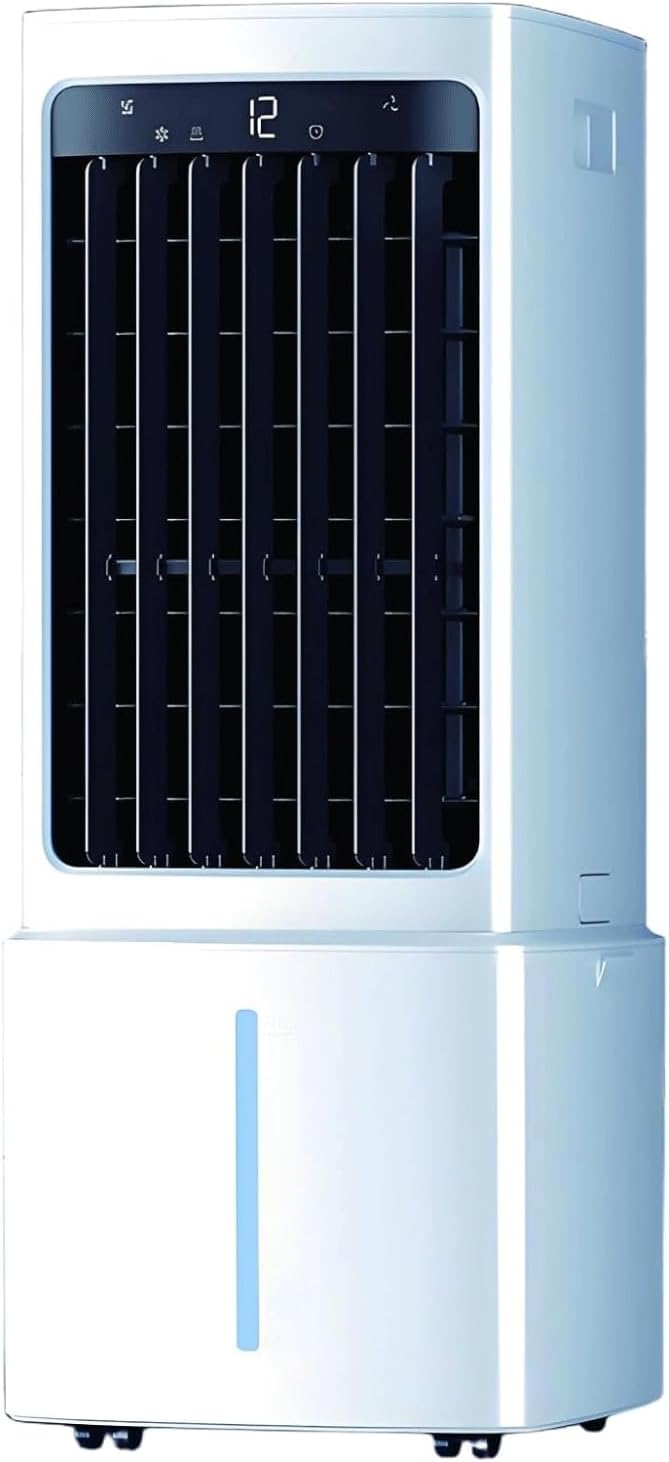 GENERIC Ventilateur De Refroidisseur D'air évaporatif De Climatiseur Portable 11L Avec 3 Vitesses Et 90 °Oscillation 35dB Ventilateur De Refroidissement Silencieux Espace-Sauvage 70W Ventilateur Avec Roues Re