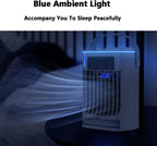  Mini Climatiseur Par évaporation De 500 Ml Avec Lumière Ambiante Bleue, 5 V 7 W, Climatiseur Portable à 3 Vitesses, Refroidisseur D'air Personnel Avec Humidificateur Pour Chambre, Bureau