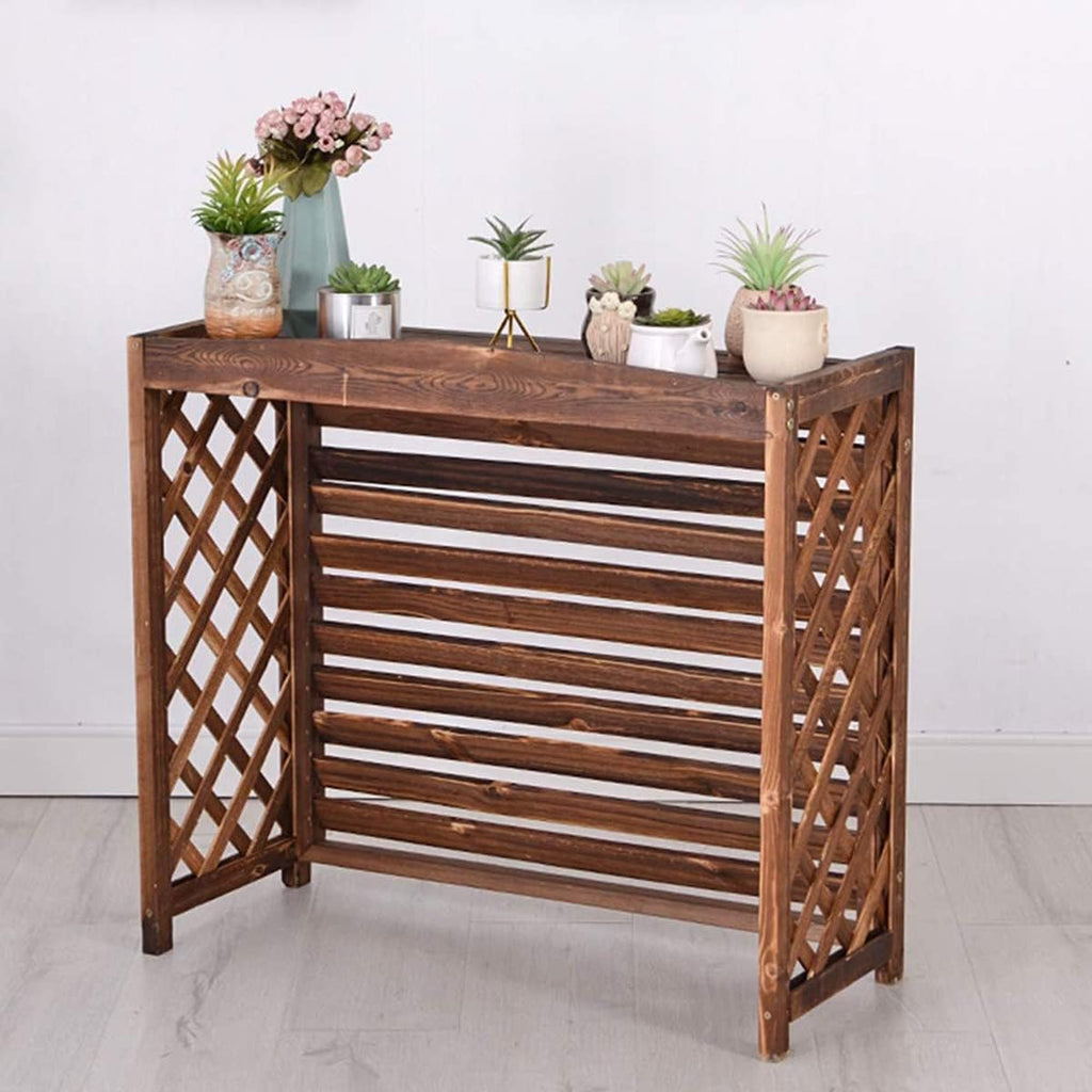  Housse De Protection Pour Climatiseur D'extérieur En Bois Massif, Support De Fleurs Pour Balcon En Bois, étagère De Rangement épaisse