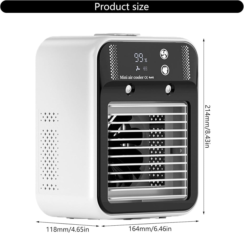  Climatiseur Portable, Ventilateur Sans Pale, Refroidisseur D'air Personnel Avec 3 Vitesses, Refroidisseur Par évaporation 3 En 1, Ventilateur De Glace, Ventilateur Humidificateur Avec Fonction
