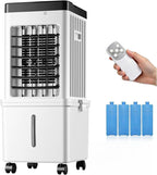  Refroidisseur D'air Par évaporation Avec Grand Réservoir De 15 L, Oscillation à 80 °, Minuterie 24 Heures, Télécommande, Débit D'air élevé, Faible Bruit, Fonction Brume Et Humidificateur