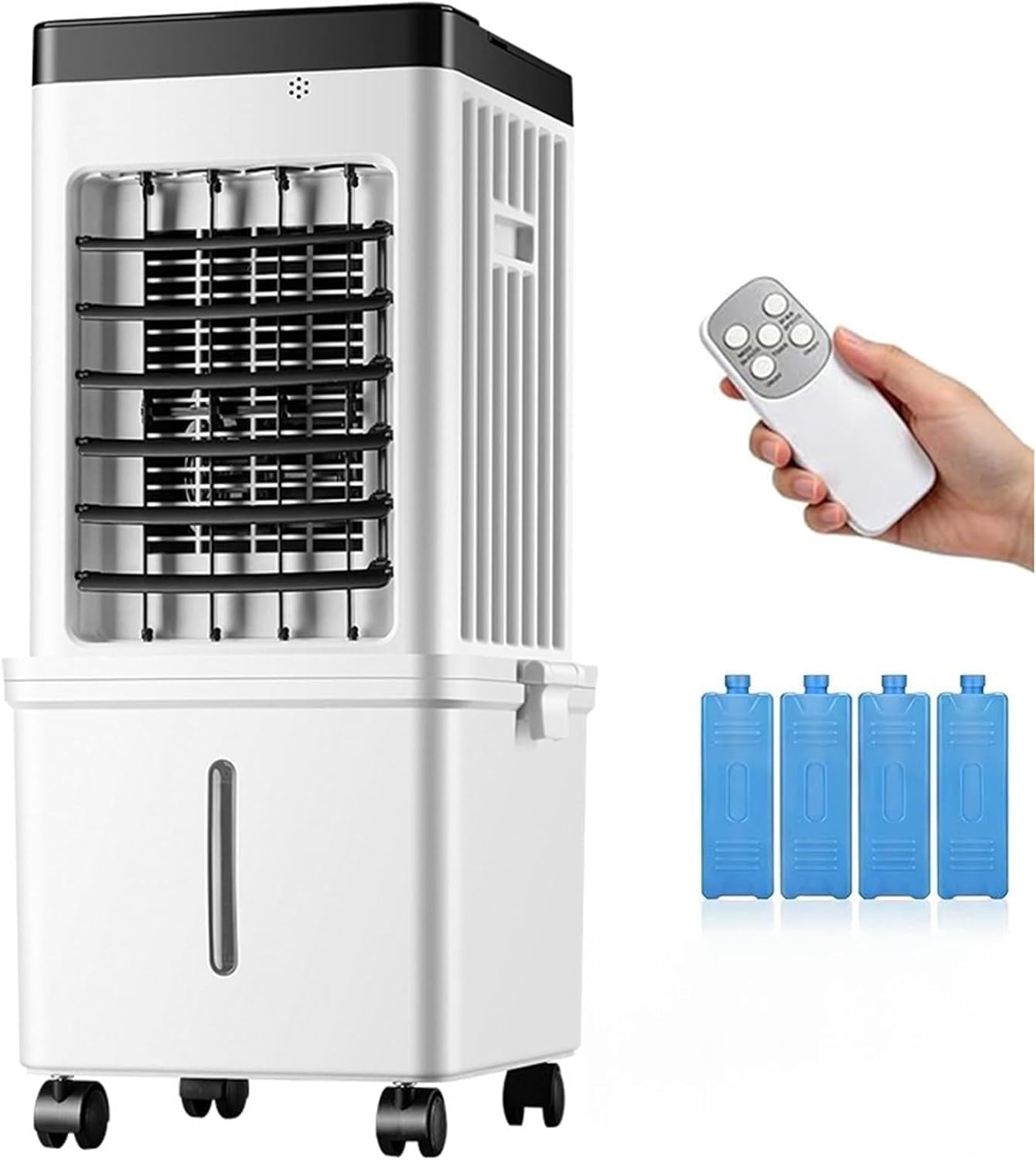  Refroidisseur D'air Par évaporation Avec Grand Réservoir De 15 L, Oscillation à 80 °, Minuterie 24 Heures, Télécommande, Débit D'air élevé, Faible Bruit, Fonction Brume Et Humidificateur