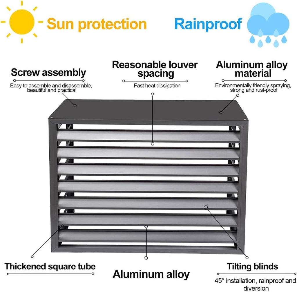 GENERIC Housse En Aluminium à 4 Panneaux Fendue Pour Climatiseur - Pompe à Chaleur Et Poubelle D'extérieur - Clôture Blanche Résistante Aux Intempéries (110 X 60 X 80 Cm)