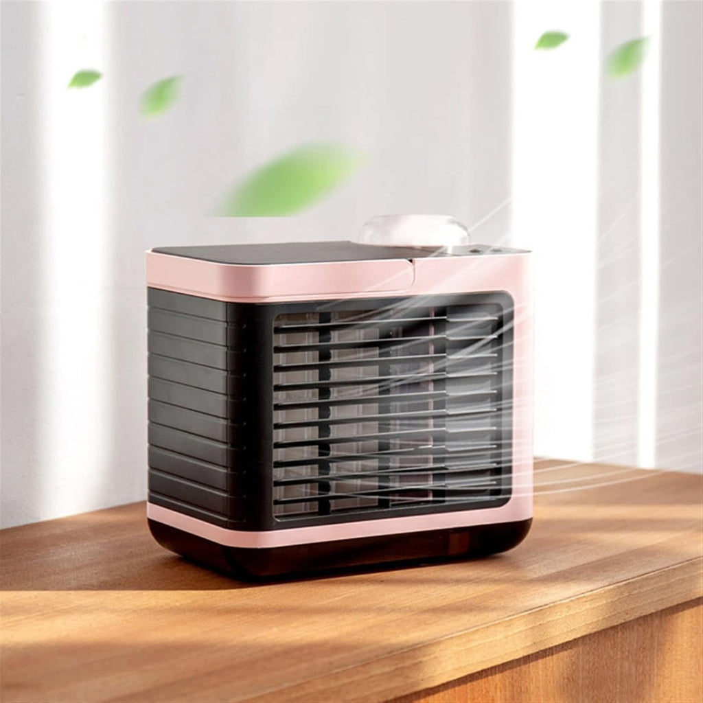  DieffematicKTY Climatiseur Mobile Air Conditioning Air Cooler Negative ION Air Cooler Mini Three-Speed Mode Cooling Fan Charging Home Desktop Air Conditioner (Color : Pink)