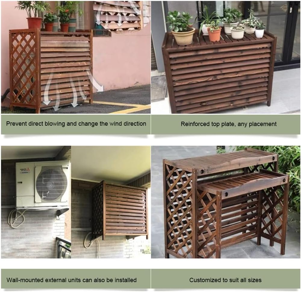 GENERIC Housse De Protection Anti-corrosion Pour Climatiseur Extérieur En Bois Massif Pour Plantes Et Balcons - 100 X 43 X 94 Cm