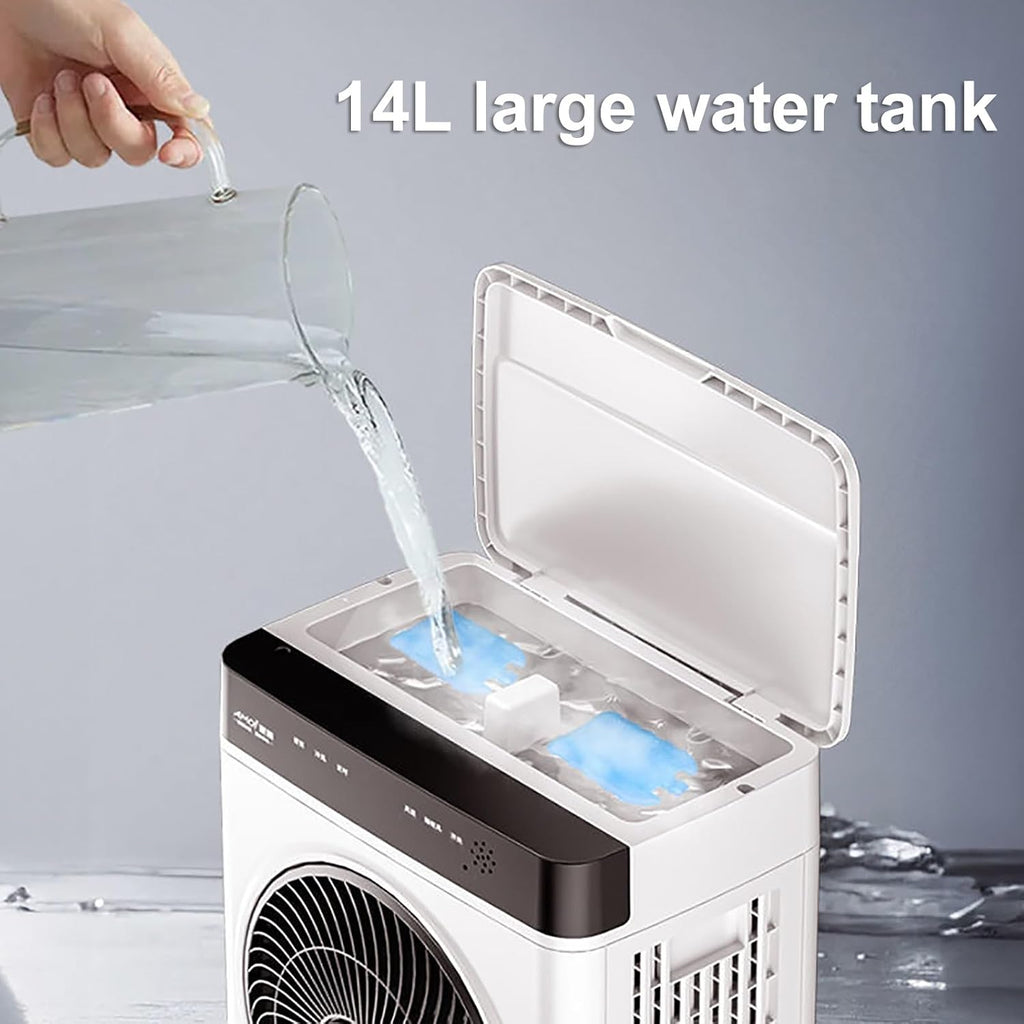  Refroidisseur D'air Par évaporation, Réservoir De 14 L, 3 Vitesses, Oscillation Automatique, Minuterie 12 H, Télécommande, Rafraîchisseur D'air Portable Pour La Maison