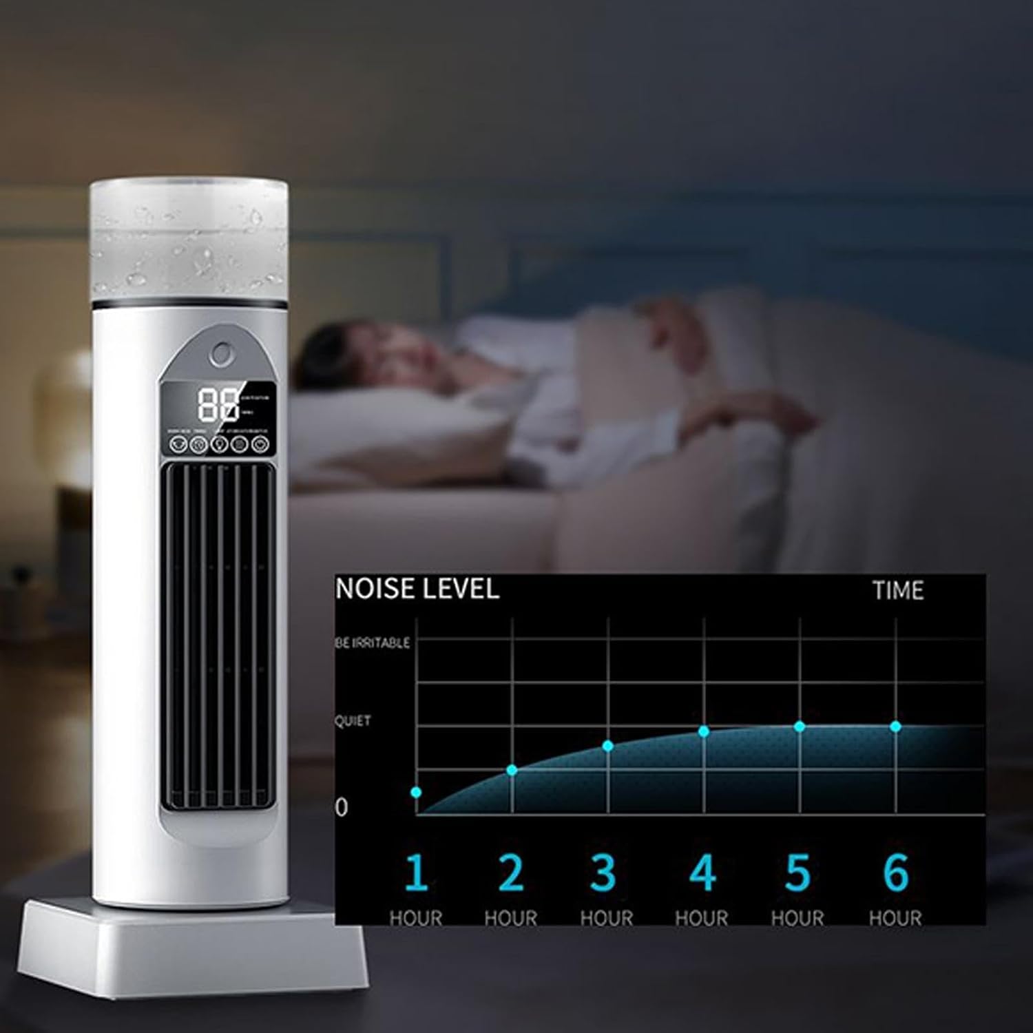 GENERIC Ventilateur De Climatisation – Climatiseur Portable, Humidificateur à Vitesses Réglables Par évaporation, Gadgets Cool Avec Minuterie Et Télécommande, Refroidisseur D'espace Sans Pales Pour La Maison