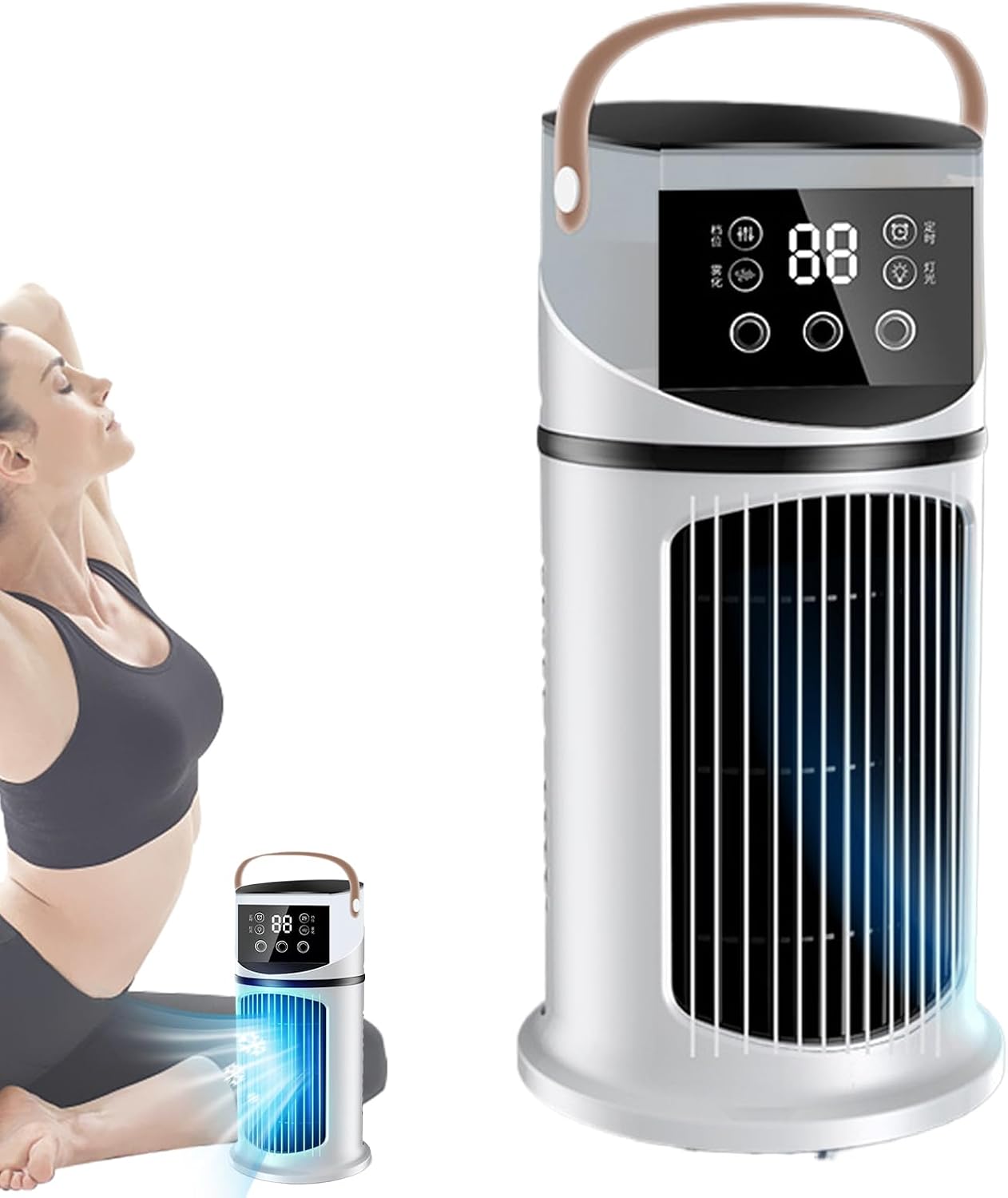  Ventilateur D'unité AC Portable – Souffleur D'air Personnel Par évaporation De 25 Cm, Unité De Bureau De Refroidissement Silencieuse | Ventilateur Compact Pour Chambre à Coucher, Voiture, Tente De Cam