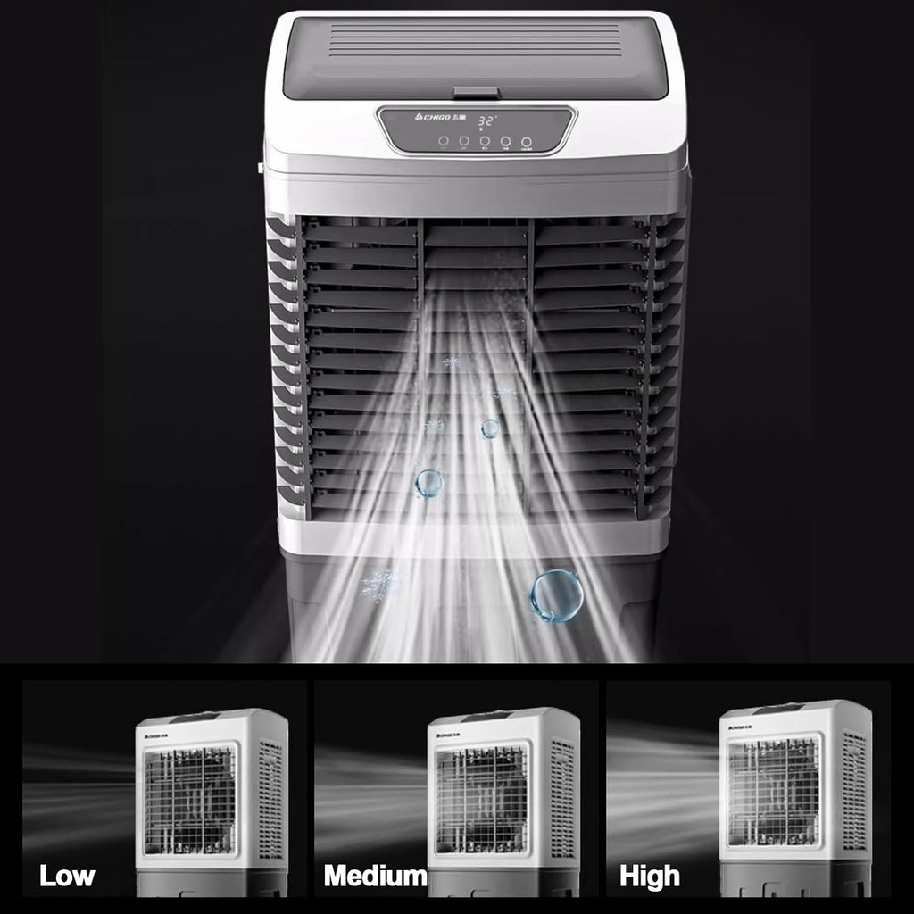  Refroidisseur D'air Par Évaporation, Air Conditioner Oscillation à 120°, Climatiseur 3 Vitesses, Pour Terrasse, Garage, Usage Commercial