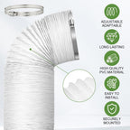  Tube Evacuation Climatiseur Mobile, Tuyau Ventilation En PVC, Ø100 mm, Tuyau D'évacuation D'air Flexible Avec Collier De Serrage Inox, Pour Climatisation Sèche-Linge Extracteur D'Air(3M)