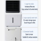  Climatiseur Mobile Sans Évacuation Rafraîchisseur D'Air Portable Avec 3 Vitesses Climatiseur Mobile Silencieux Avec Réservoir D’Eau 12L Oscillation 60° Ventilateur Refroidisseur D'Air Économe Énergie