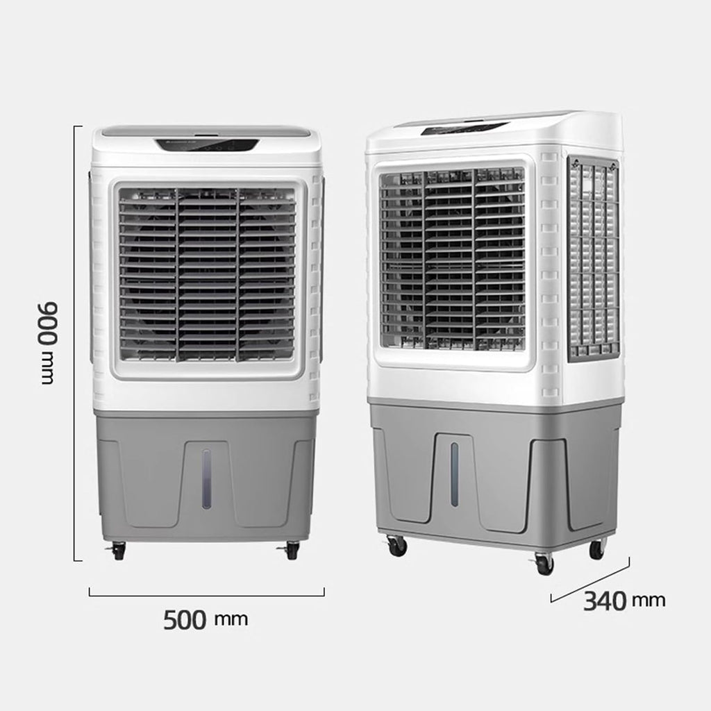  Refroidisseur D'air Industriel Par évaporation Avec 4 Roues Universelles, Réservoir D'eau De 60 L, Oscillation à 120 °, 3 Vitesses, Refroidissement Jusqu'à 90 M²
