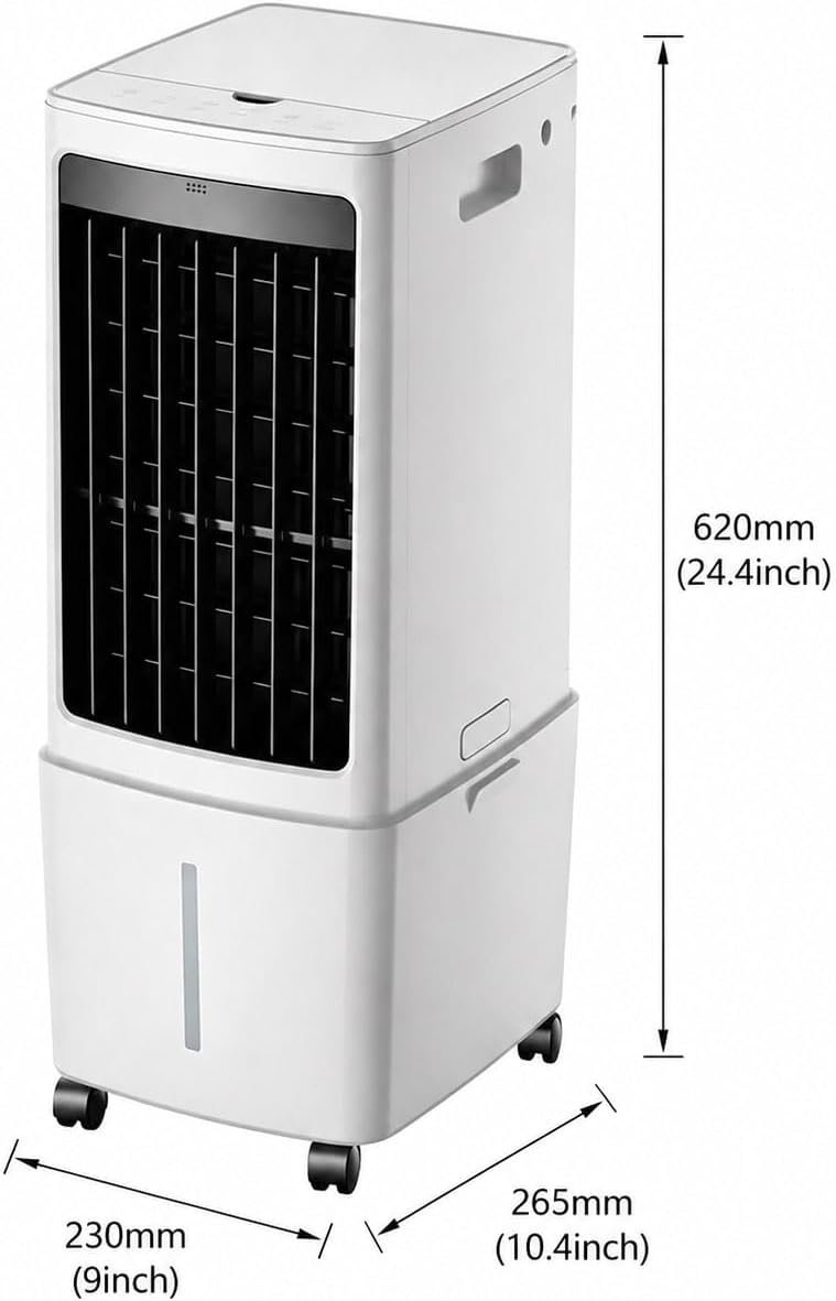  Refroidisseur D'air Par évaporation, Ventilateur De Refroidissement Avec Réservoir D'eau Amovible De 12 L Et Minuterie De 7,5 H, Unité De Climatisation Avec Télécommande Adaptée Au Salon, Au Garage,