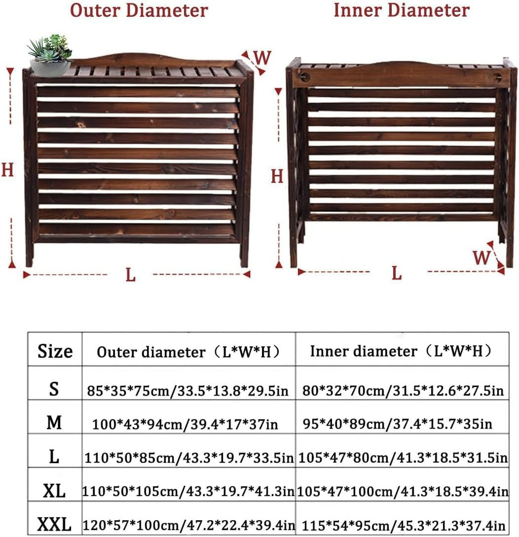 GENERIC Housse De Climatiseur En Bois Massif Blanc Avec Support De Fleurs - 105 X 47 X 100 Cm - Parfait Pour La Décoration D'intérieur Et L'efficacité énergétique