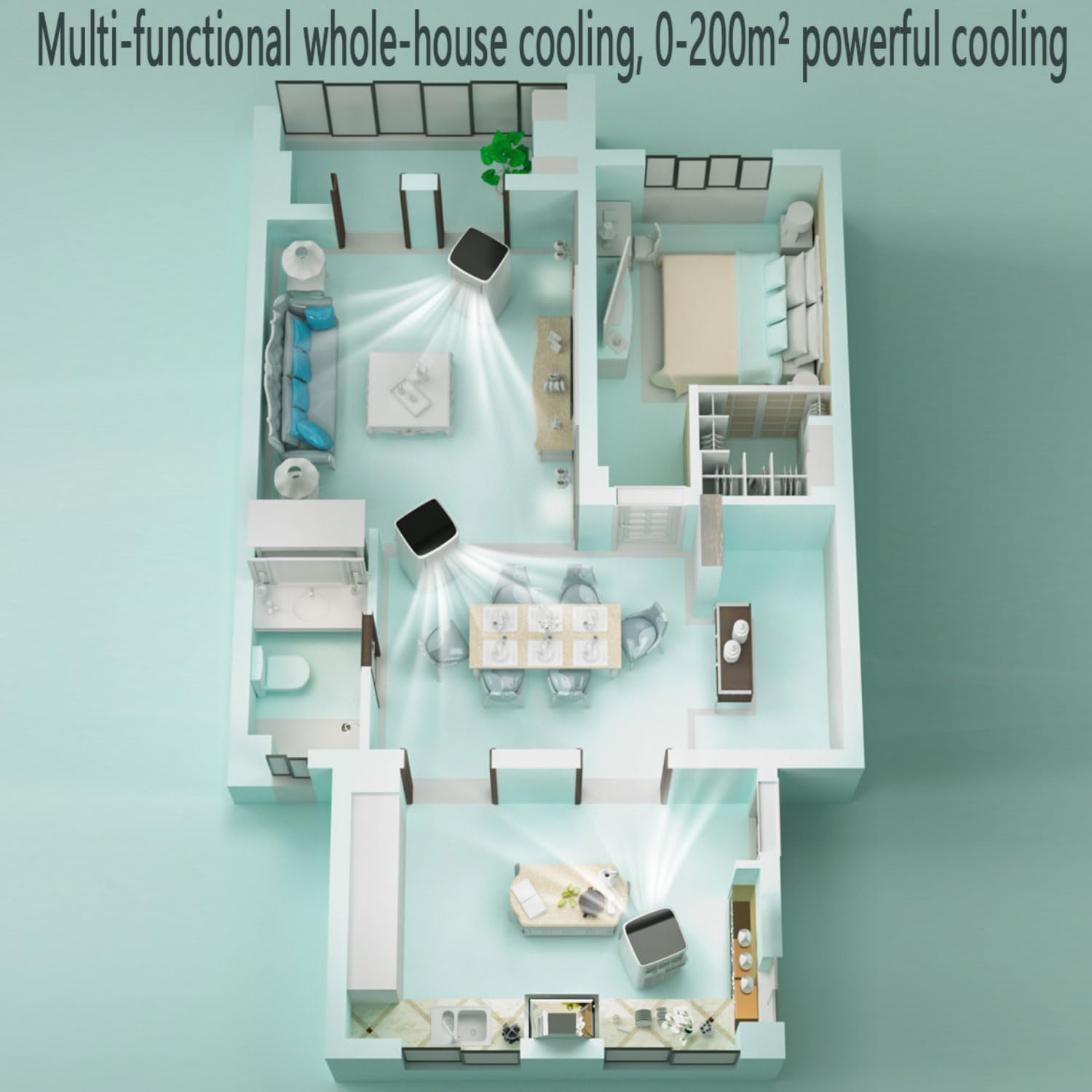  Unité De Climatisation Portable Avec Ventilateur Déshumidificateur 7000BTU Smart Cooling Pour La Chambre à Coucher Fonctionnement Silencieux Facile Setup Sleep Mode Window Kit Inclus