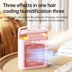  Ventilateur De Refroidissement Portable Pour Climatiseur Mini Refroidisseur D'air Par évaporation Avec Lumière LED 7 Couleurs 3 Buses Pour Bureau Table De Chevet D