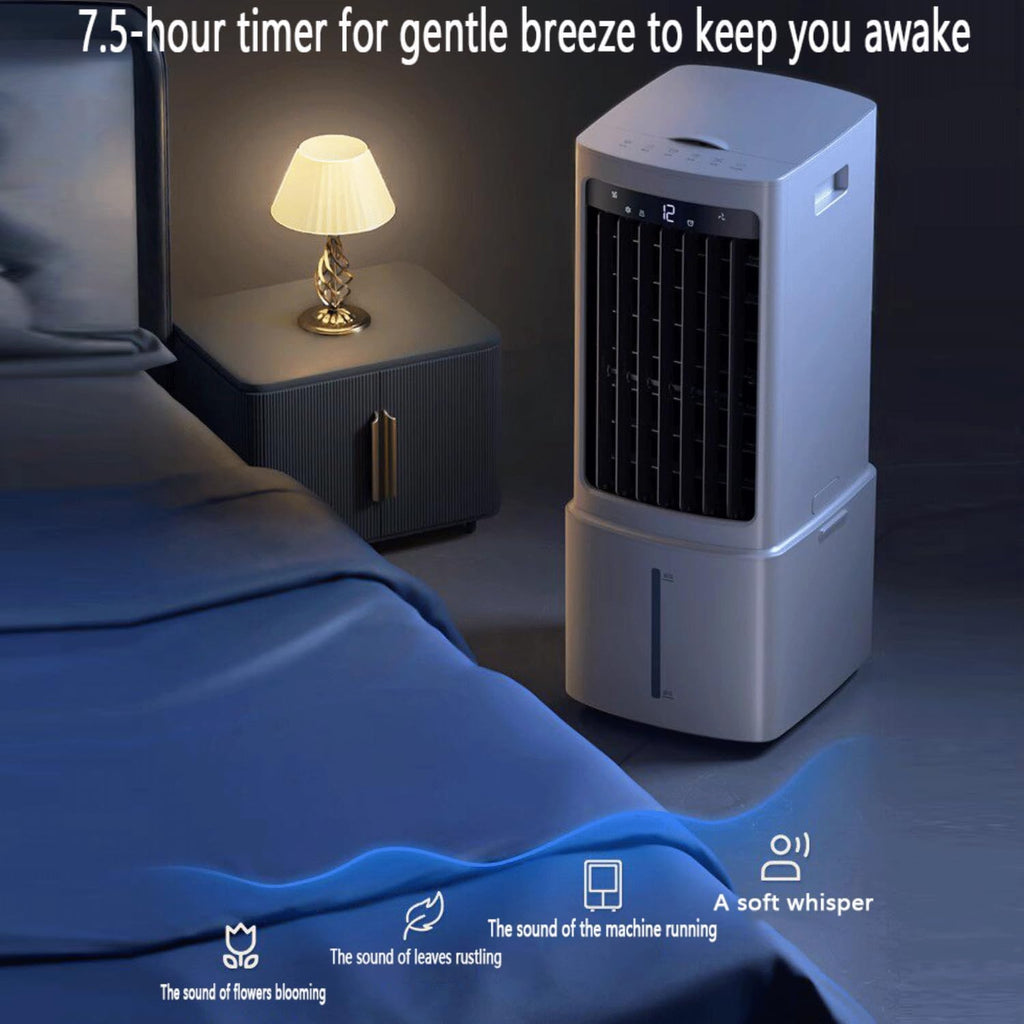 GENERIC Ventilateur De Refroidisseur D'air évaporatif De Climatiseur Portable 11L Avec 3 Vitesses Et 90 °Oscillation 35dB Ventilateur De Refroidissement Silencieux Espace-Sauvage 70W Ventilateur Avec Roues Re