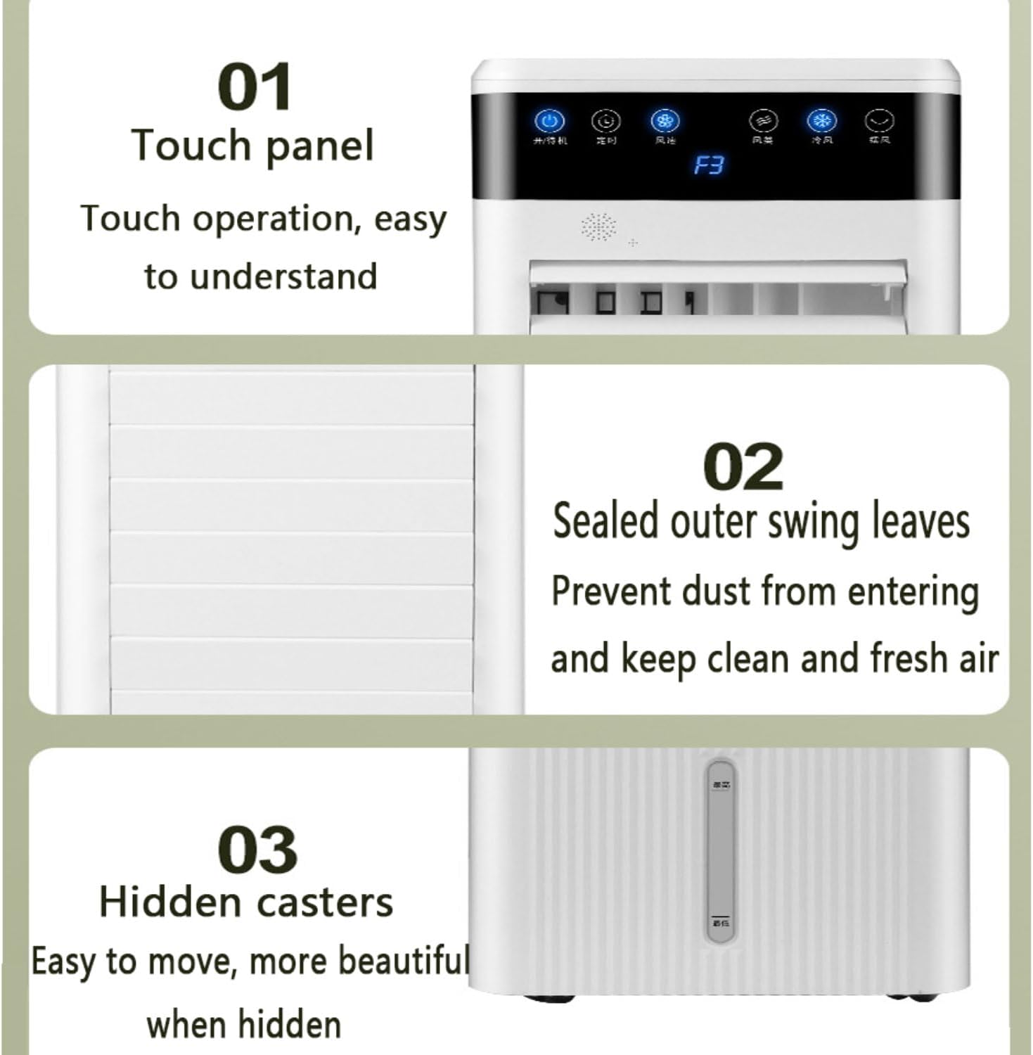 GENERIC Climatisation Portable Avec Réservoir 5L, 3 Vitesses Et Minuteries, Refroidisseur D'évaporation Silencieux Pour La Chambre, Le Bureau, Le Camping - Refroidissement Efficace Sans Tuyau, Télécommande Et