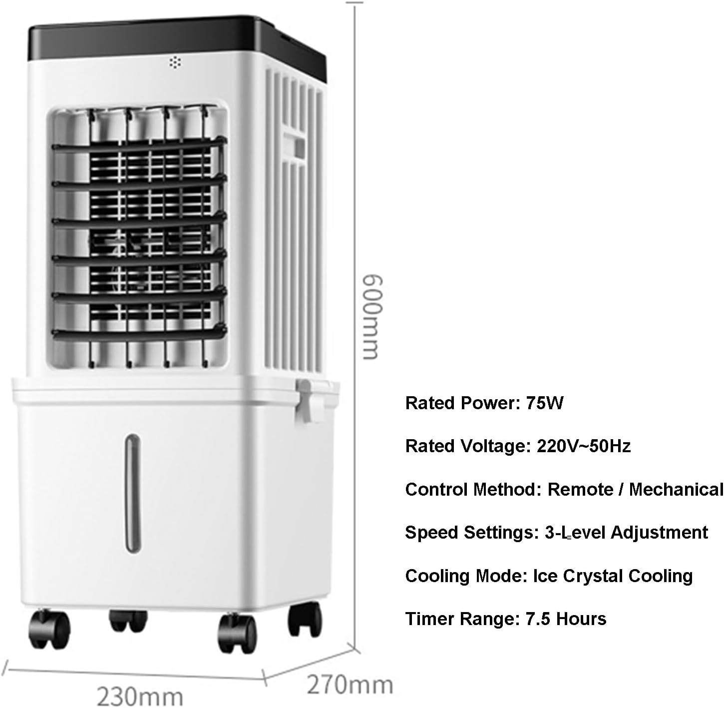 Refroidisseur D'air Par évaporation Avec Grand Réservoir De 15 L, Oscillation à 80 °, Minuterie 24 Heures, Télécommande, Débit D'air élevé, Faible Bruit, Fonction Brume Et Humidificateur