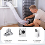  Tube Evacuation Climatiseur Mobile, Tuyau Ventilation En PVC, Ø100 mm, Tuyau D'évacuation D'air Flexible Avec Collier De Serrage Inox, Pour Climatisation Sèche-Linge Extracteur D'Air(3M)