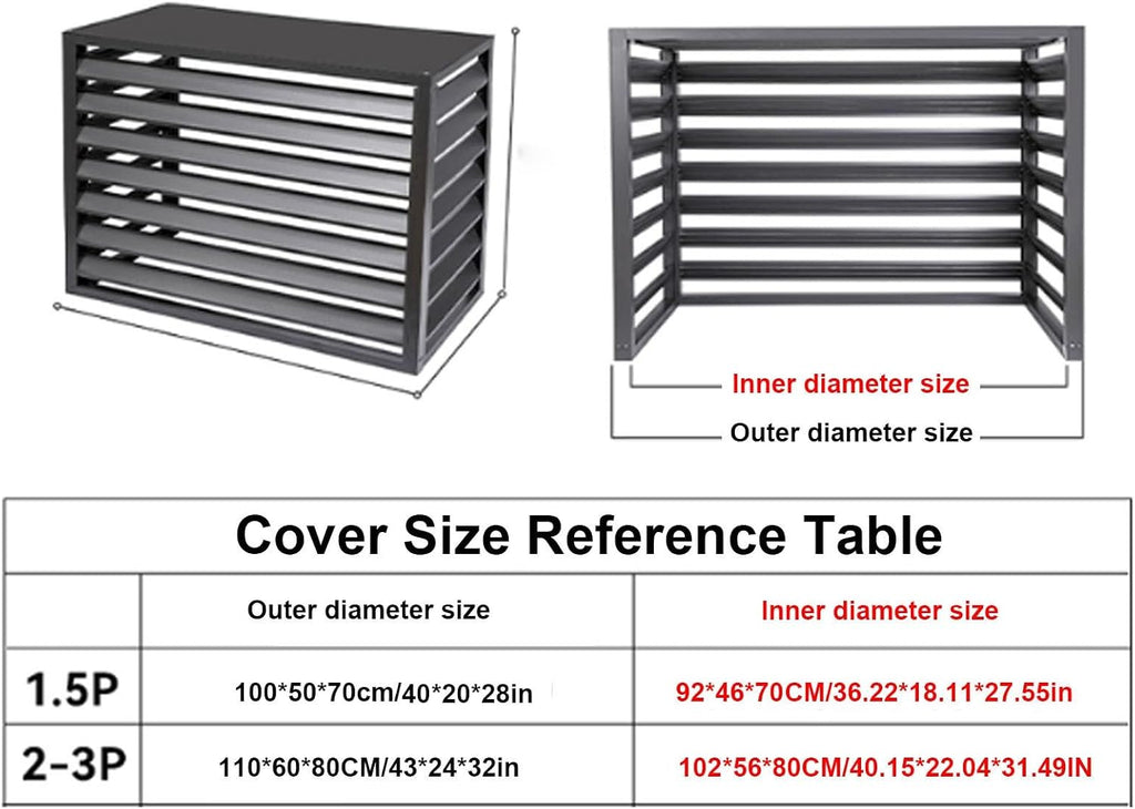 GENERIC Housse De Protection En Aluminium Pour Climatiseur - Mini Pompe à Chaleur Fendue - Bouclier Extérieur D'hiver Complet - Matériau Durable Résistant Aux Intempéries Pour Les Unités Extérieures