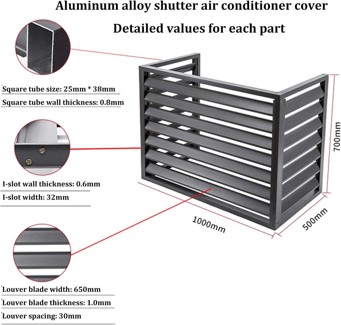  Housse De Climatiseur En Aluminium Toutes Saisons - Décoration Extérieure Pour Climatiseurs Et Poubelles - Protection Autonome Pour équipements Extérieurs