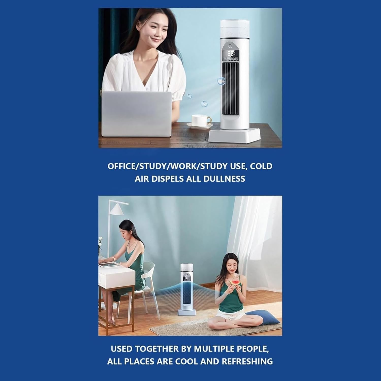  Climatiseur Portable Silencieux, Refroidisseur D'Air Avec Brume Froide, 6 Vitesses, Oscillation 120°, Télécommande, Timer 6 H, Réservoir D'Eau, Pour Chambre, Bureau, Maison Et Été