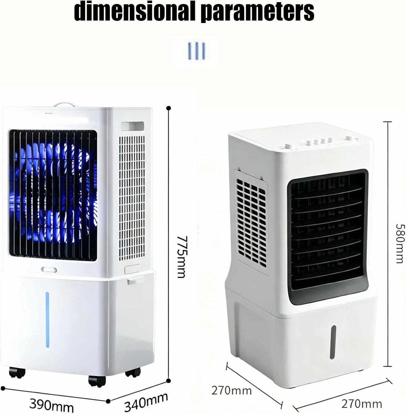 GENERIC Climatiseur Portable Avec Oscillation à 60°, Refroidisseur Par évaporation Sans Conduit, Refroidisseur Silencieux Pour Intérieur/extérieur, Ventilateur De Refroidissement Pour Chambre à Coucher Et