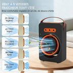  Ventilateur Climatiseur Silencieux Portable,Ventilateur Brumisateur Avec 5 Vitesses Et Minuterie, Ventilateur Bureau Rechargeable Usb Pour Maison,Voiture,Camping