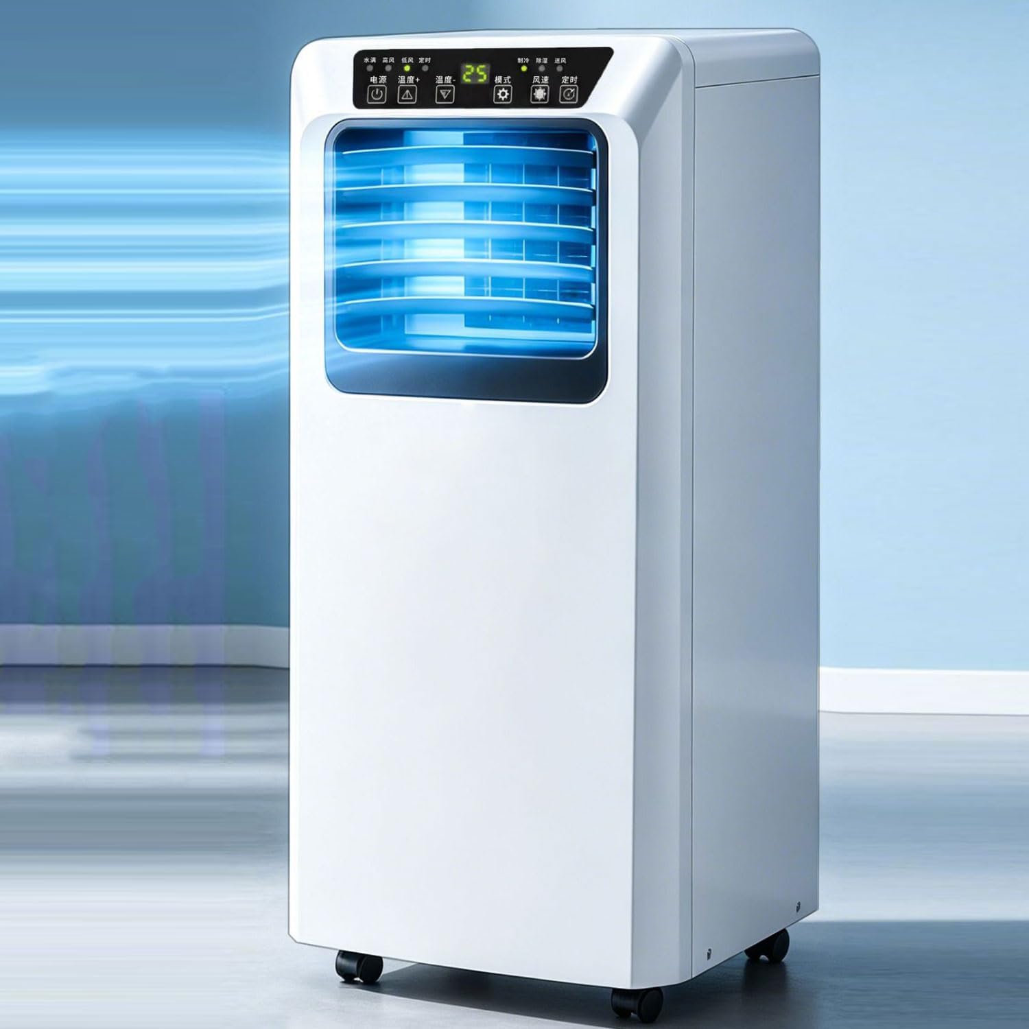  Unité De Climatisation Portable Intelligente, 8000 BTU Refroidissement Silencieux Et Déshumidificateur Pour Les Chambres De 300 Pieds Carrés, Télécommande Avec Minuterie 24h, Roues à Mouvement Facile,