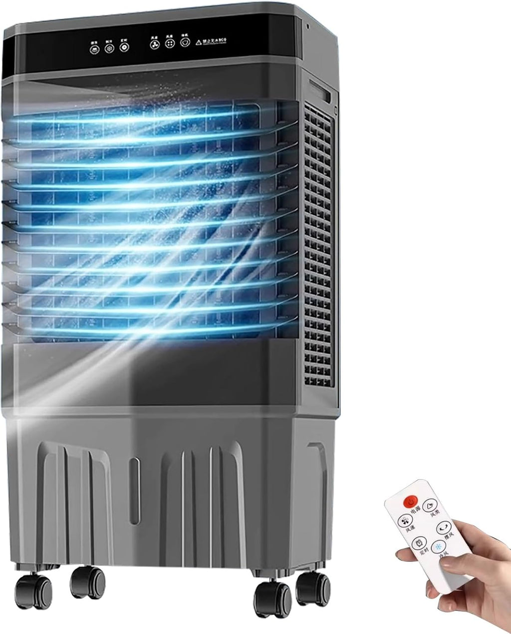  Rafraîchisseur D'air Par évaporation, Refroidisseur D'air Pour Marais Pour Un Refroidissement Longue Durée, Oscillation Automatique à 120°, 3 Vitesses, Télécommande, Minuterie 12 H