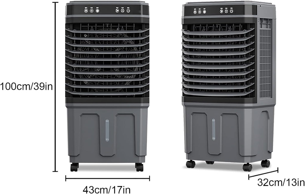 GENERIC Climatiseur Portable, Refroidisseur De Marais Sans Fenêtre Avec Réservoir D'eau De 37 Litres, 4 Blocs De Glace, Télécommande, Minuterie De 12 Heures, 3 Vitesses Pour Un Usage Domestique Et Commercial