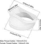 Interface De Tuyau De Conduit D'échappement De Climatiseur Adaptateur, 150mm/5.9in 130mm/5in Connecteur De Buse Plate Interface De Connecteur De Tuyau De Fenêtre D'échappement Coupleur De Climatiseur