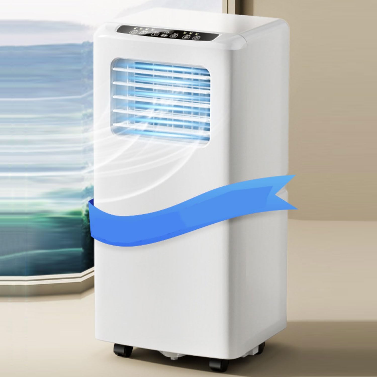  Climatiseur Portable Smart AC Unit Avec Télécommande, Minuterie 24H, Mode Veille, Kit De Fenêtre, Ventilateur De Refroidissement D'oscillation De 120 ° Pour Le Bureau De La Chambre