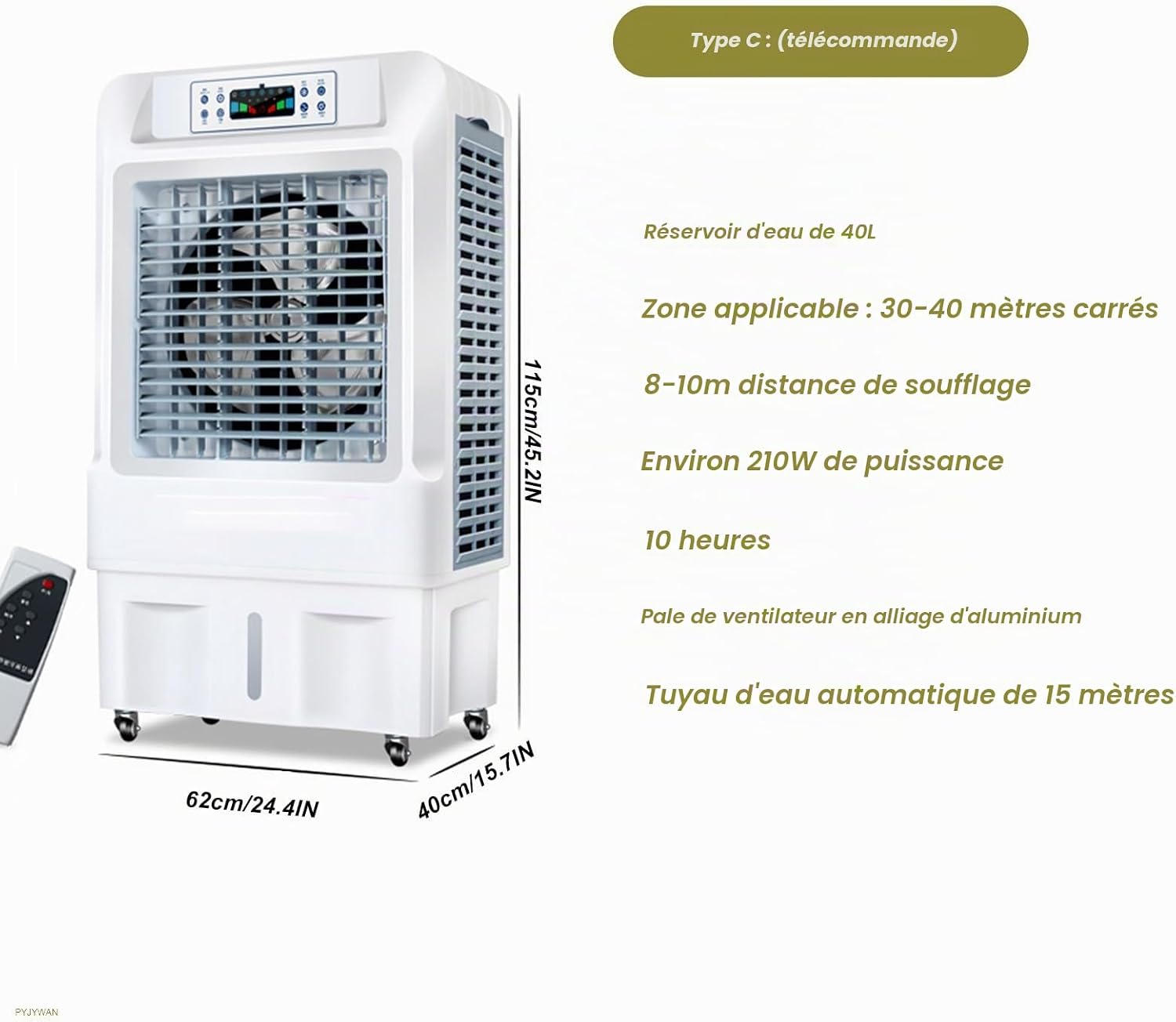 GENERIC Ventilateur De Climatiseur Portable – Refroidisseur D'air Purifie Et Humidifie, Unité De Refroidissement Personnelle Avec Minuterie Et Grand Réservoir D'eau – Idéal Pour Chambre, Bureau, Dortoir