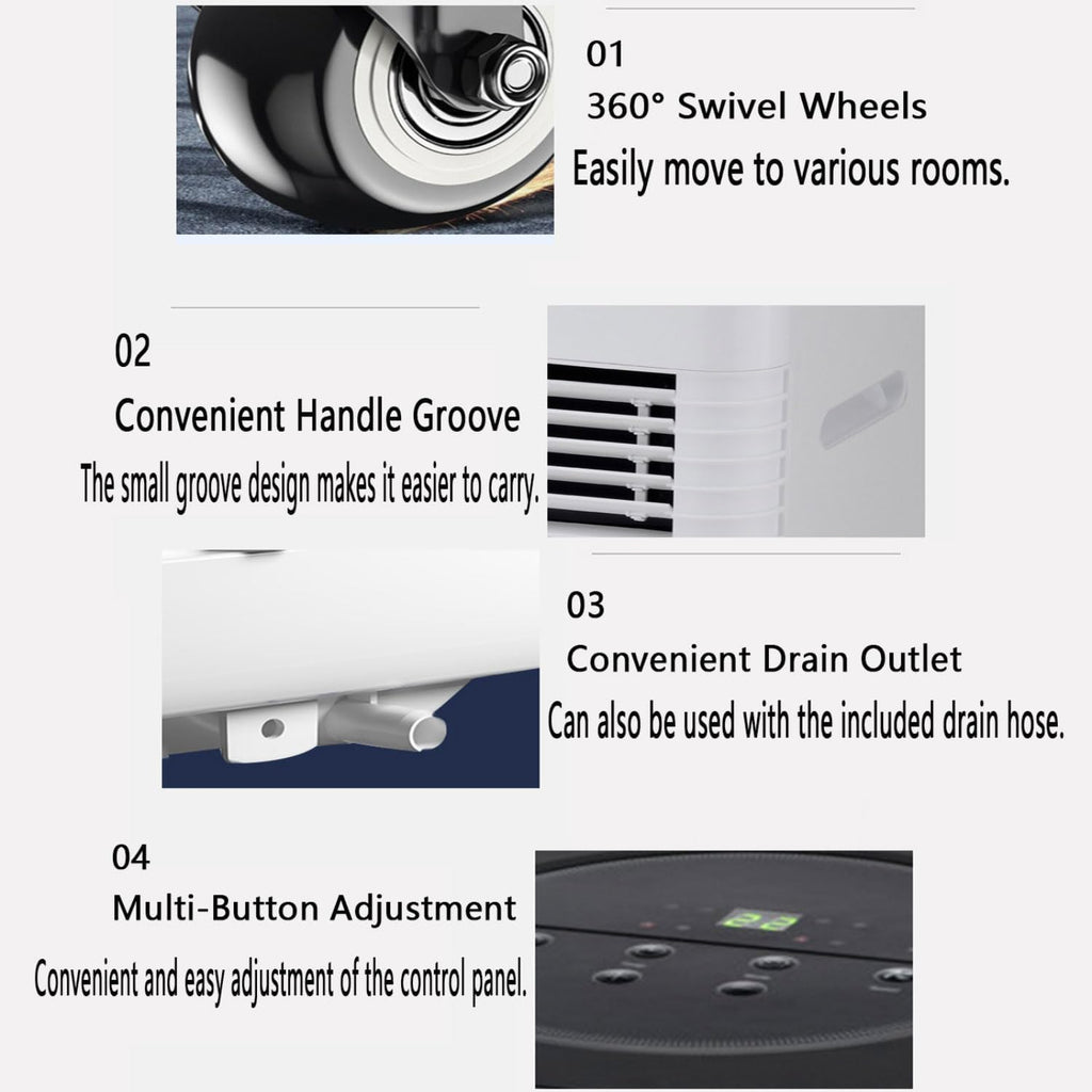 GENERIC Climatiseur Portable 8000 BTU AC Avec Ventilateur Frais, Minuterie 24 H, Kit De Fenêtre, 2 Vitesses, Oscillation à 120°, Couvre 300 M²