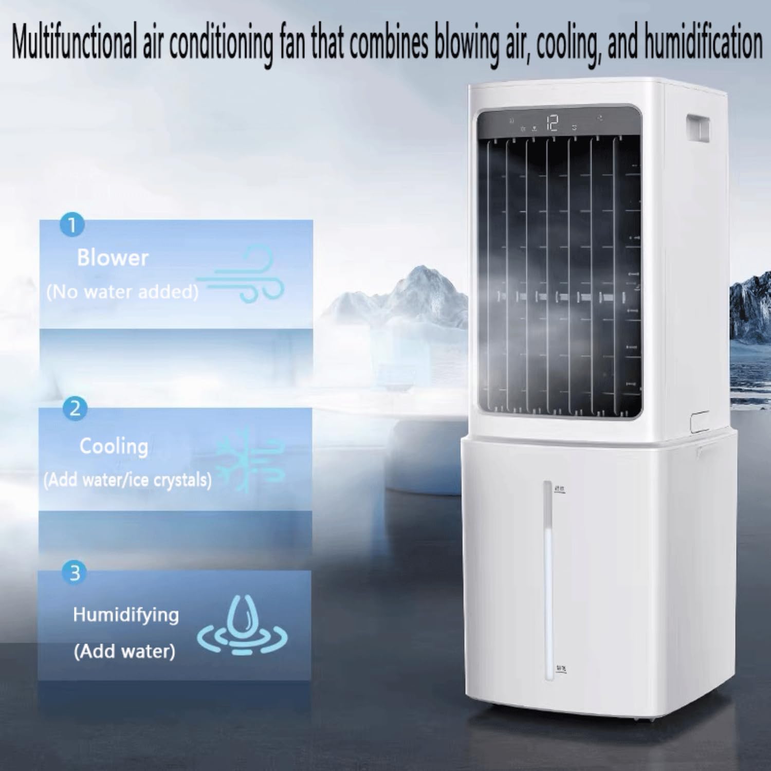 GENERIC Ventilateur De Refroidisseur D'air évaporatif De Climatiseur Portable 11L Avec 3 Vitesses Et 90 °Oscillation 35dB Ventilateur De Refroidissement Silencieux Espace-Sauvage 70W Ventilateur Avec Roues Re