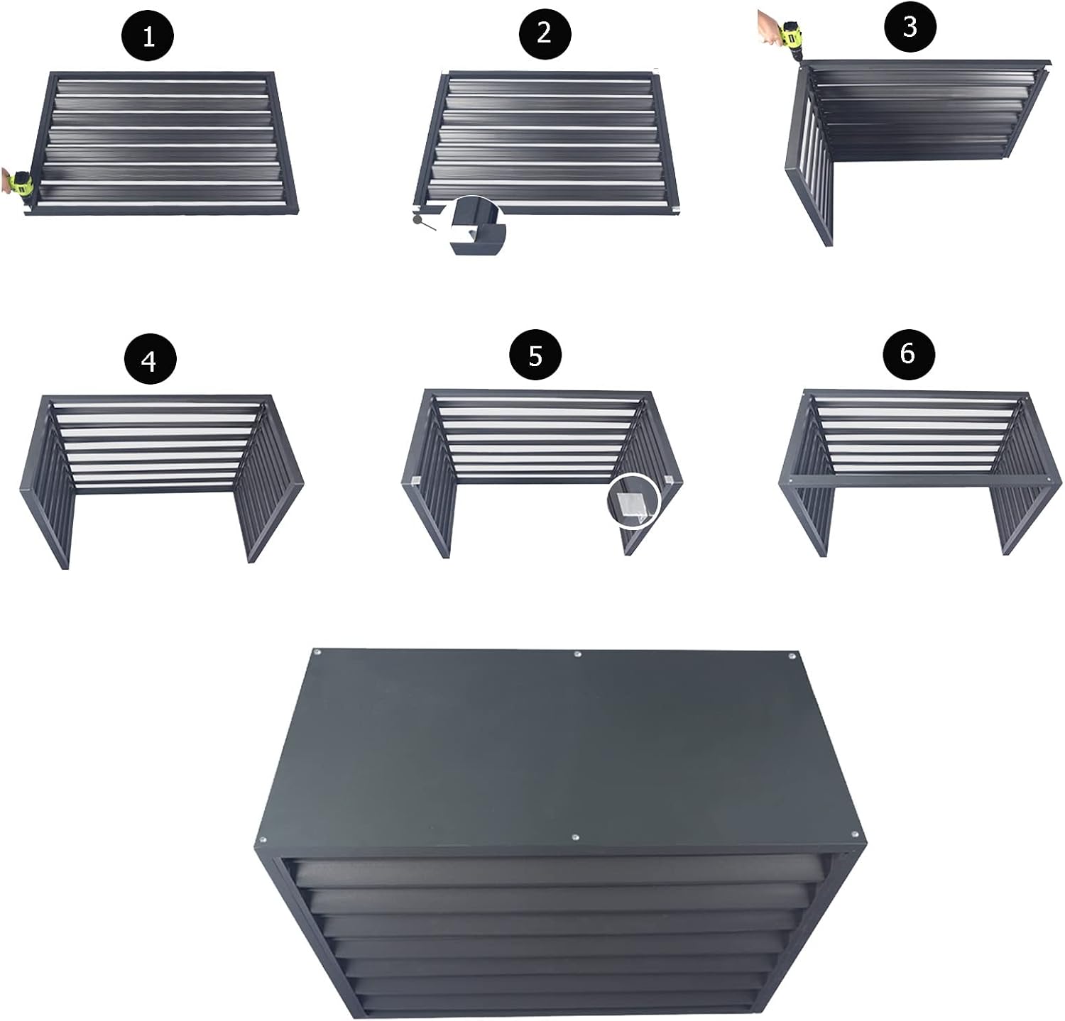  Couvercle De Climatiseur Extérieur En Aluminium Et Boîtier De Pompe à Chaleur, écran De Clôture De Protection Pour Unités De Climatisation, Bouclier De Condensateur Autonome Pour Ordures Ou CVC