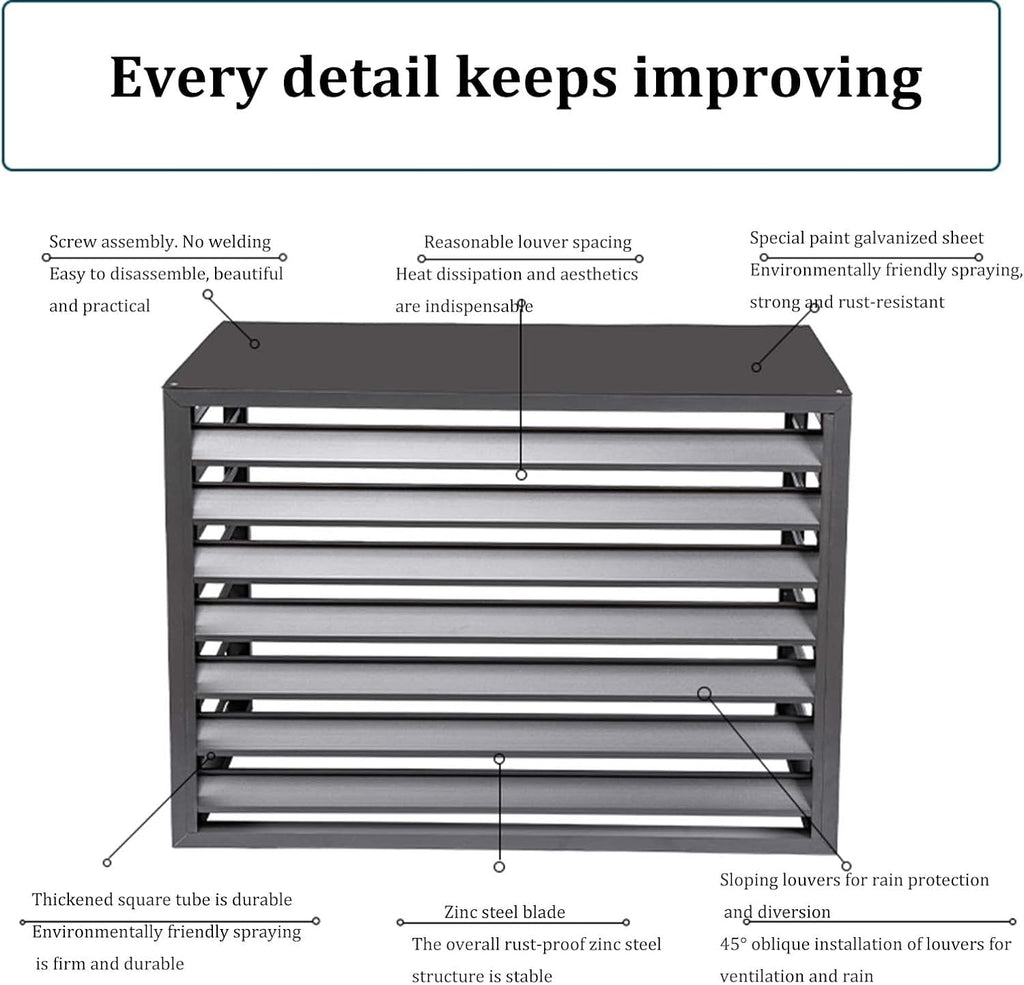  Housse De Climatiseur En Aluminium Toutes Saisons - Décoration Extérieure Pour Climatiseurs Et Poubelles - Protection Autonome Pour équipements Extérieurs