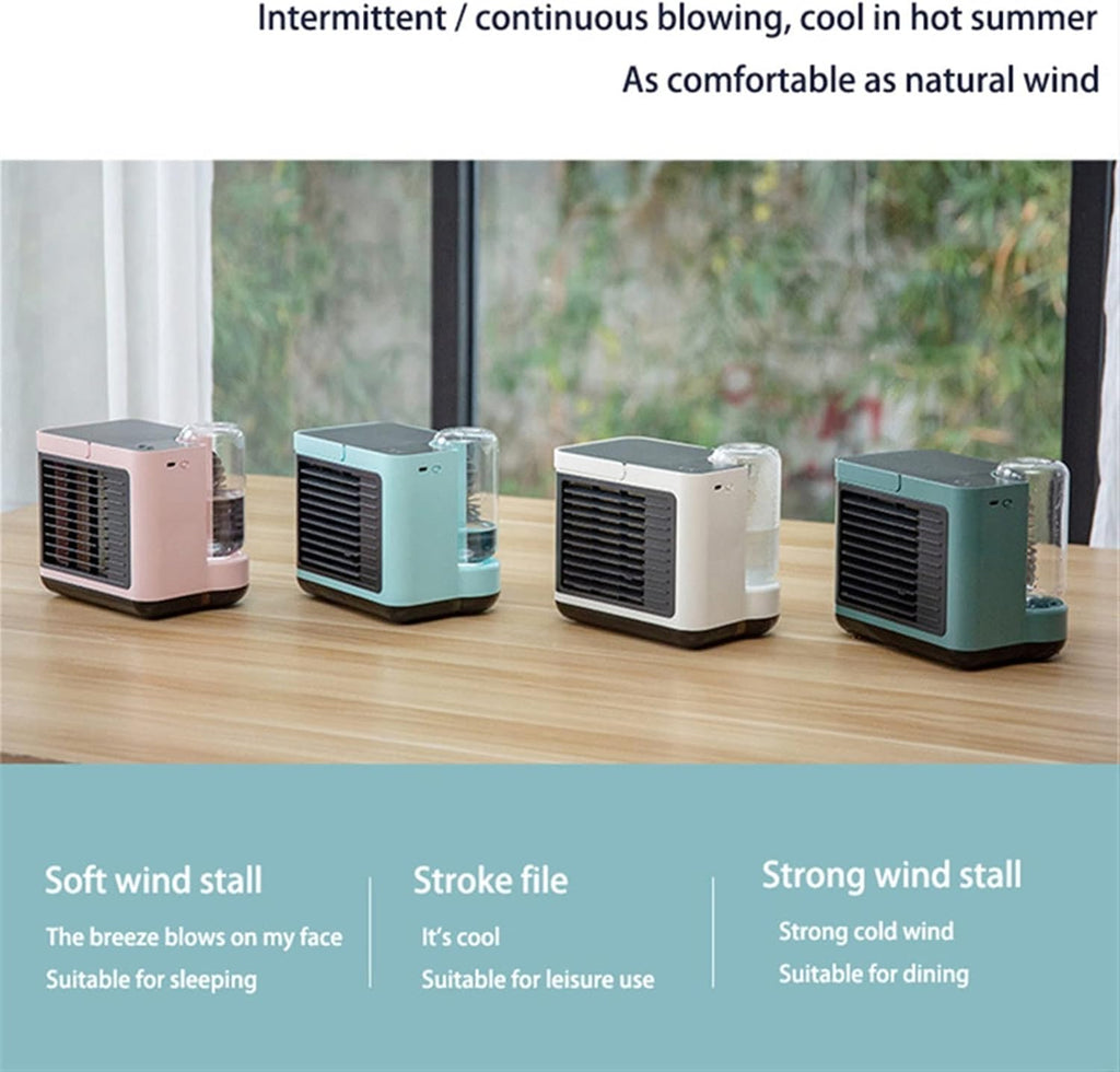  DieffematicKTY Climatiseur Mobile Air Conditioning Air Cooler Negative ION Air Cooler Mini Three-Speed Mode Cooling Fan Charging Home Desktop Air Conditioner (Color : Pink)