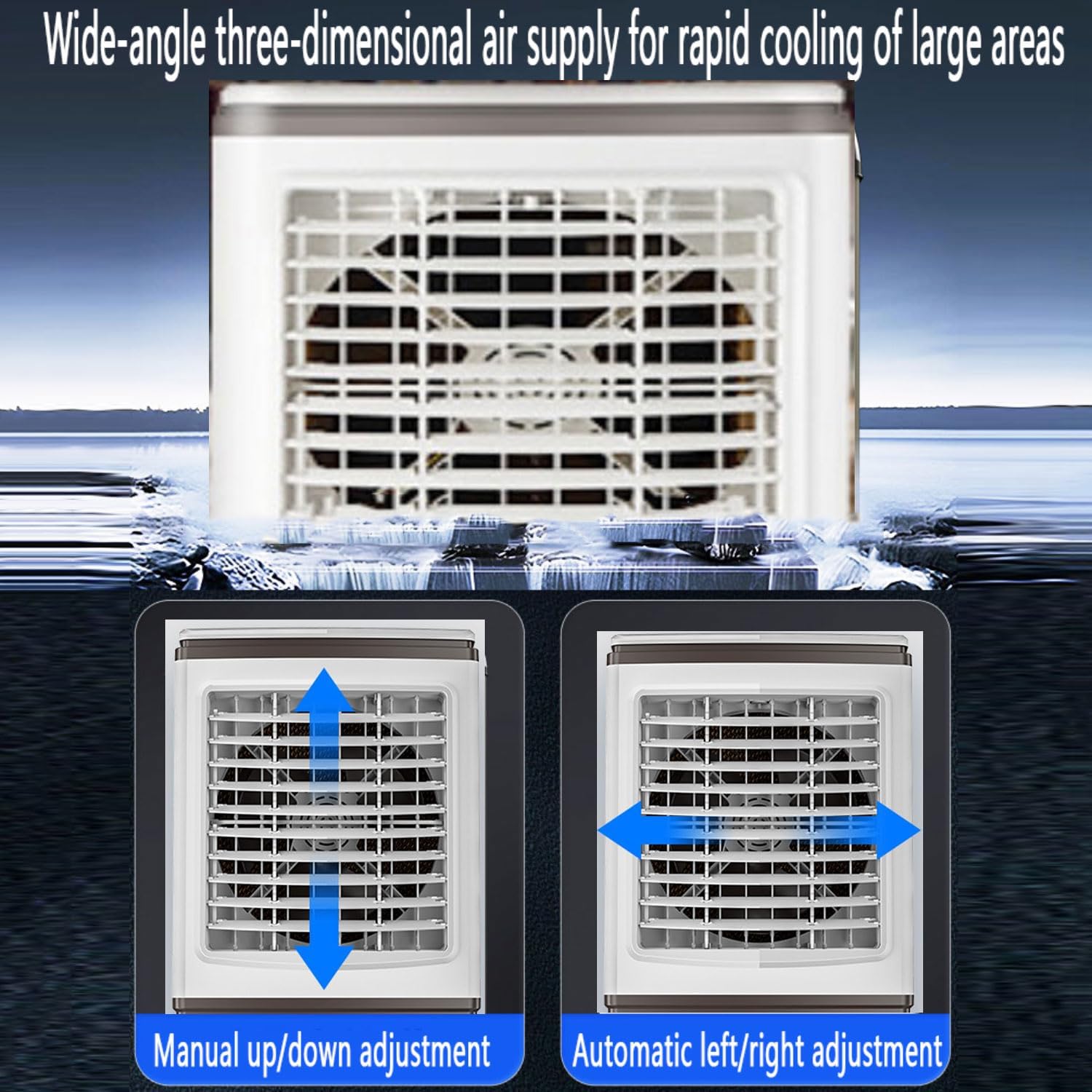 GENERIC Refroidisseur D'air Par évaporation Avec Ventilateur, Réservoir D'eau De 30 L, 3 Vitesses, Oscillation à 120°, 2 Blocs De Glace, Climatiseur Portable Pour Garage, Terrasse, Jardin Ou Usine.