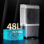  Refroidisseur D'air Par Évaporation, Air Conditioner Oscillation à 120°, Climatiseur 3 Vitesses, Pour Terrasse, Garage, Usage Commercial