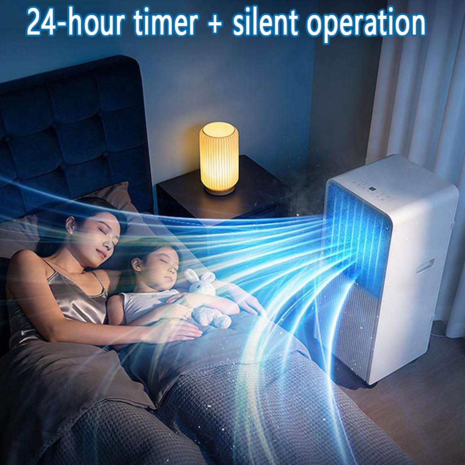  Unité De Climatisation Portable Intelligente, 8000 BTU Refroidissement Silencieux Et Déshumidificateur Pour Les Chambres De 300 Pieds Carrés, Télécommande Avec Minuterie 24h, Roues à Mouvement Facile,