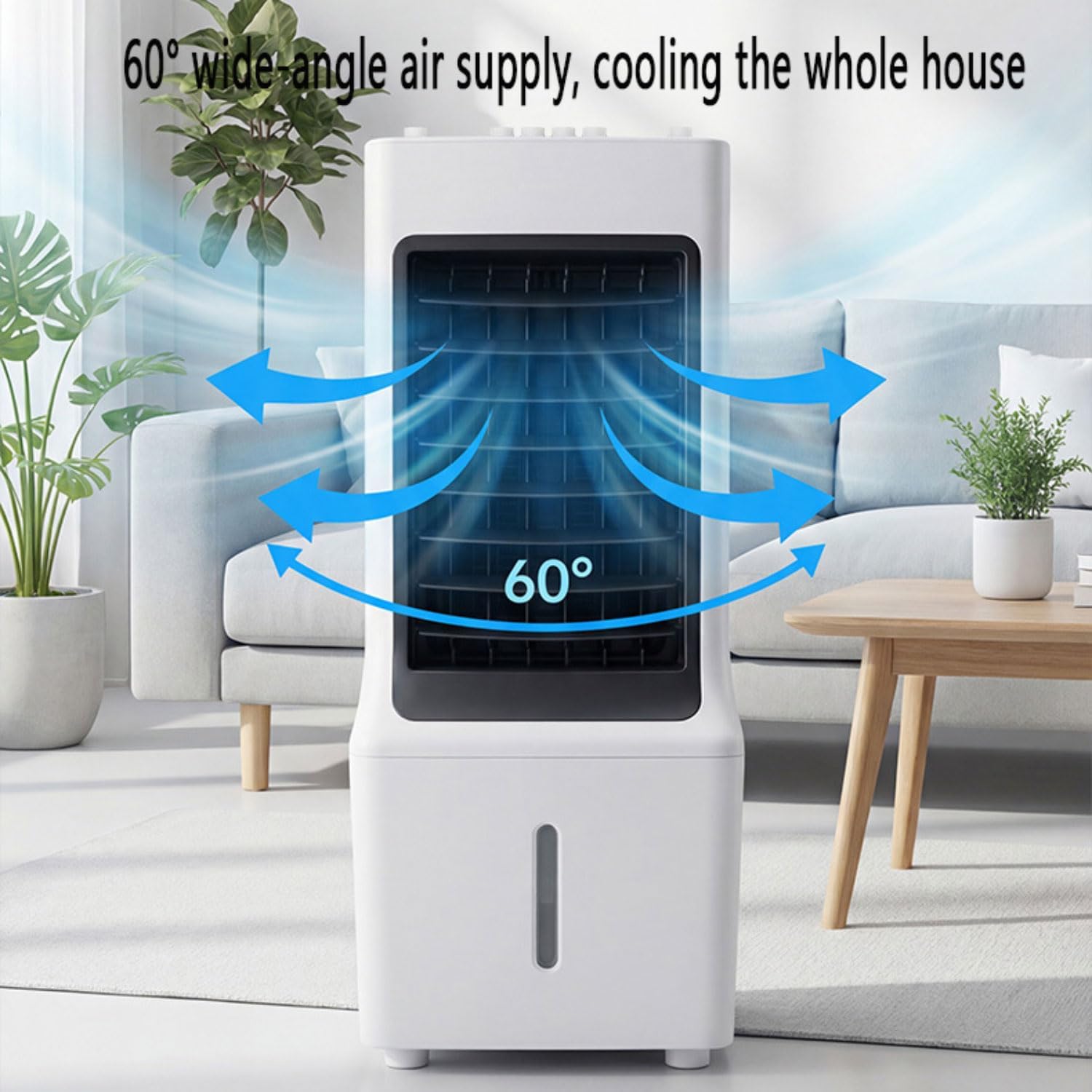  Climatiseur Mobile Sans Évacuation Rafraîchisseur D'Air Portable Avec 3 Vitesses Climatiseur Mobile Silencieux Avec Réservoir D’Eau 12L Oscillation 60° Ventilateur Refroidisseur D'Air Économe Énergie