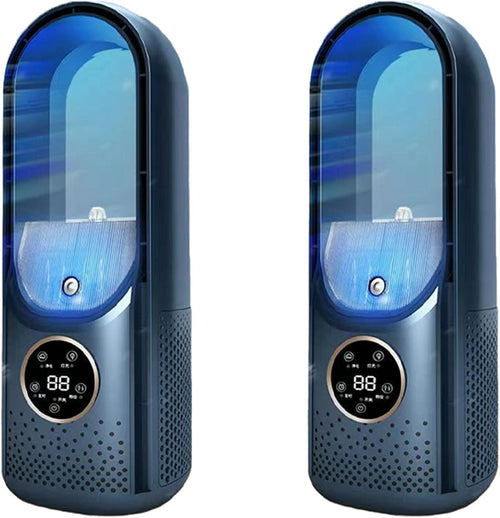  2X Refroidisseur D'air LED Affichage Climatisation Humidification Ventilateur ÉLectrique 6 Vitesses Minuterie Silencieuse Ventilateur Humidificateur Ventilateur Bleu
