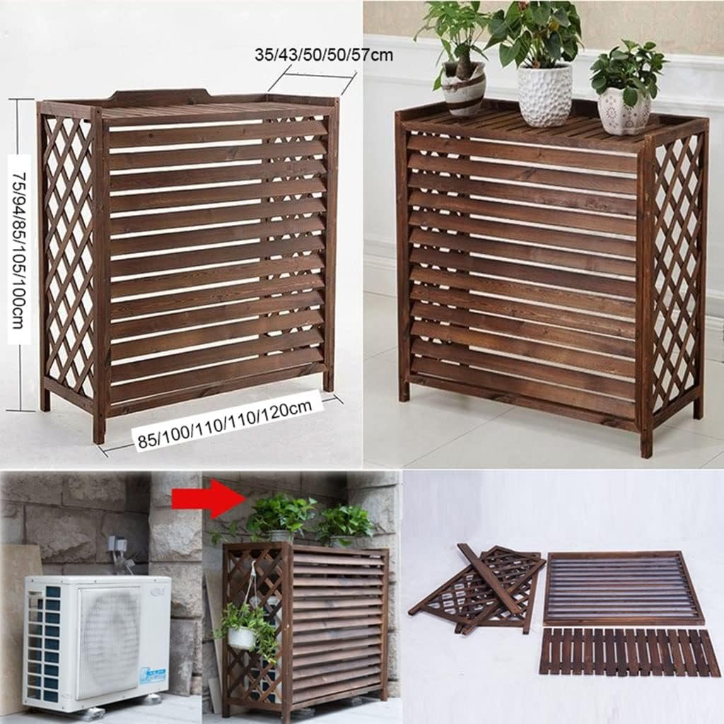  Housse De Protection En Bois Massif Pour Climatiseur D'extérieur Et Support De Fleurs Pour Balcon - Résistant Aux Intempéries Et à La Corrosion - 85 X 35 X 75 Cm