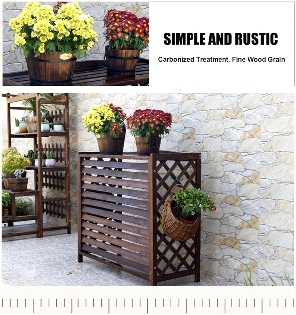 GENERIC Support De Fleurs De Balcon - Grille De Protection En Bois Pour Climatiseurs - Pompe à Chaleur - Clôture D'intimité Pour Climatiseurs