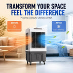  Rafraîchisseurs D'air Par Évaporation Avec Réservoir D'eau 50 L/55 L, Climatiseurs Portables, 3 Vitesses Avec Oscillation, Télécommande, Minuterie 7 Heures, 4 Blocs De Glace(88 * 50 * 37cm)