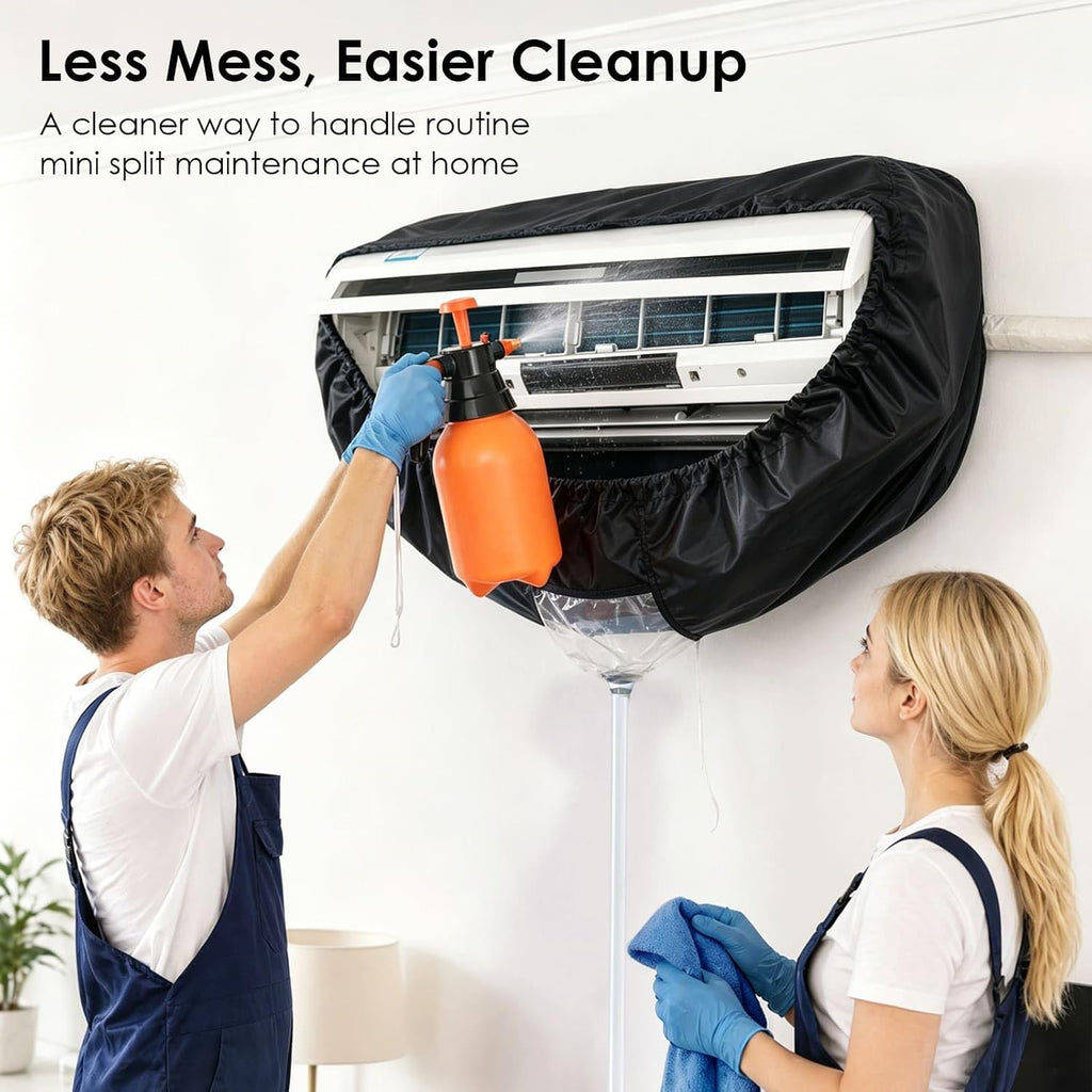  Kit De Nettoyage Climatisation 360° Professionnel Pour Climatiseur Split Et Mural, Housse De Nettoyage Avec Accessoires Pour Un Nettoyage Maison Facile (Noir, M)